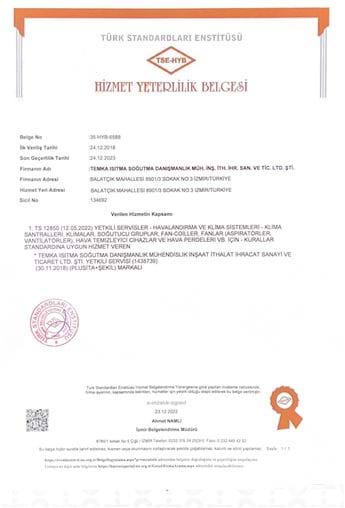 Hizmet Yeterlilik Belgesi